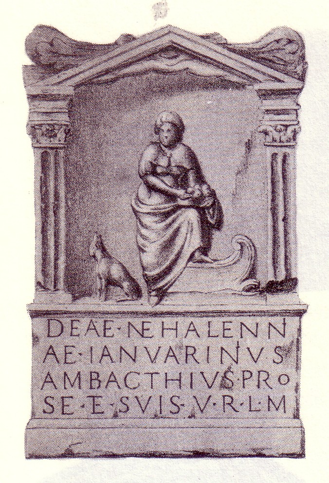 Schets van een Nehalennia-altaar uit Domburg (Janssen, 1845)