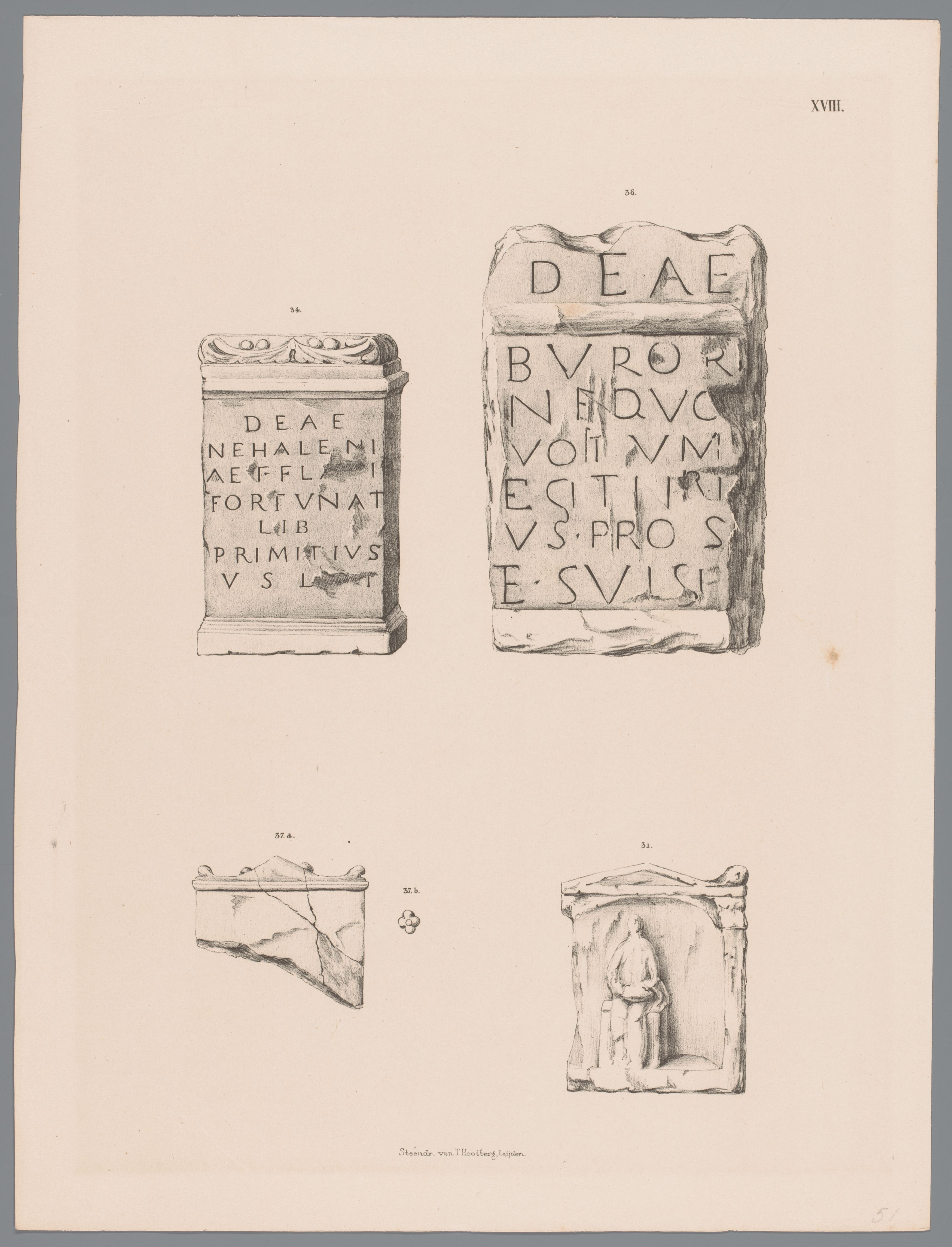 Fragmenten van vier altaren waaronder twee Nehalennia-altaren, pl. XVIII